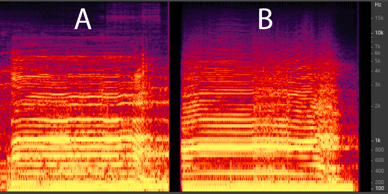 Скриншот со сравнением спектрограмм сирены