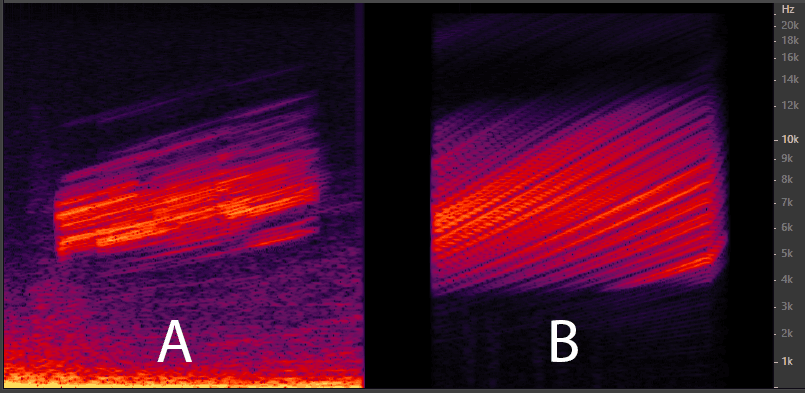 Спектрограмма оригинального и синтезированного звука активации дрона